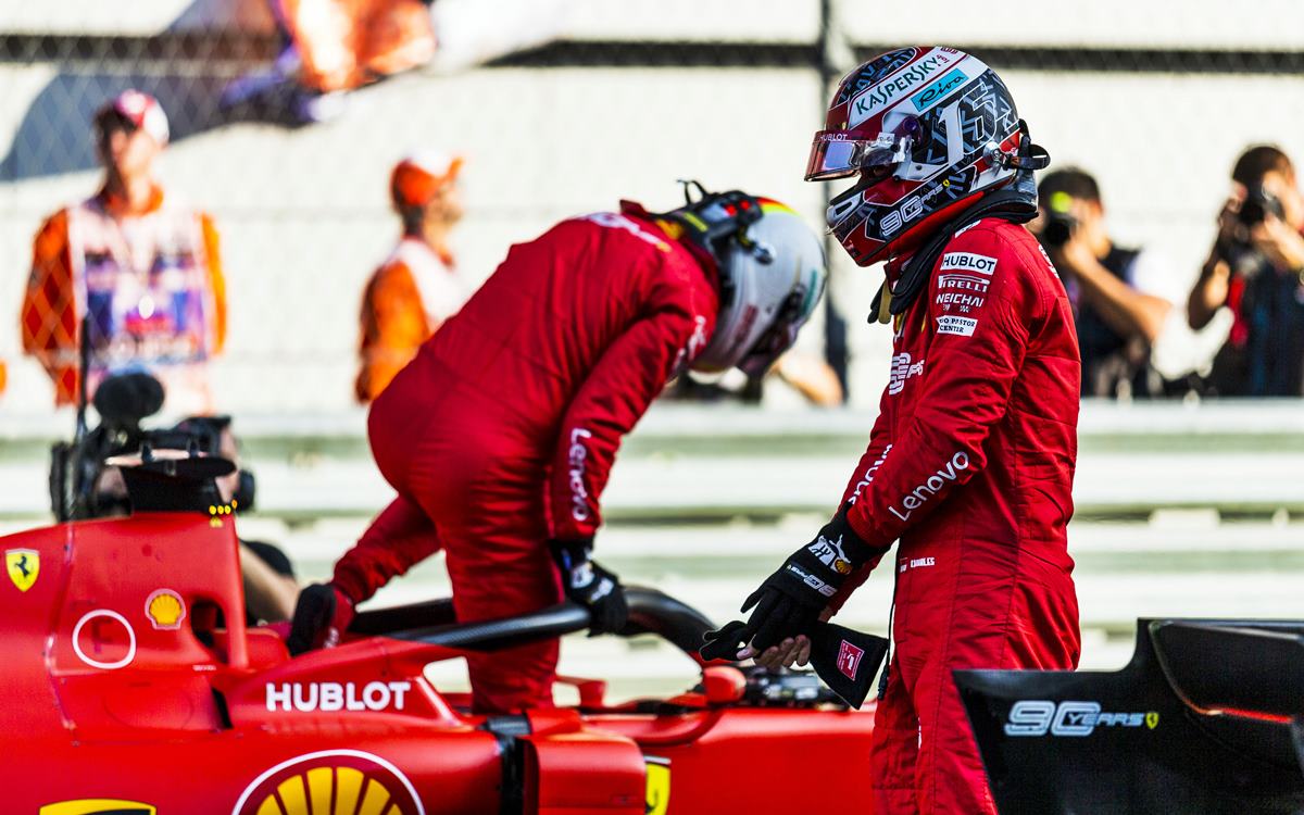 Italia sufre con la pelea entre Vettel y Leclerc