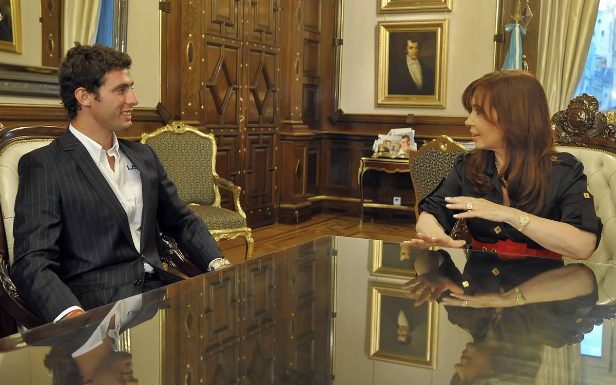 José María López junto a la presidente Cristina Fernández.