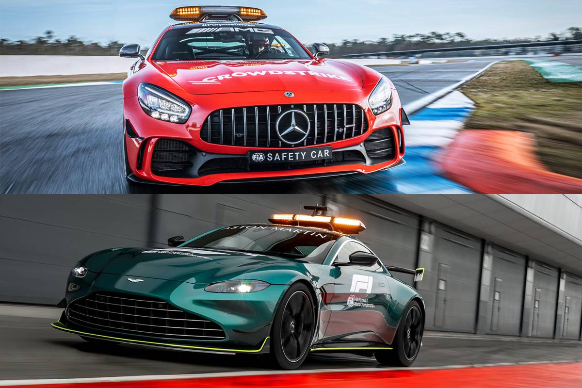 Mercedes y Aston Martin safety cars