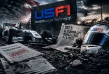 Logo del USF1 Team, la escudería estadounidense que prometió correr en la Fórmula 1 2010 con Pechito López y nunca debutó.