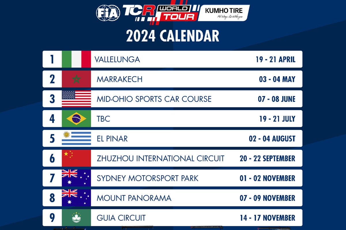Calendario TCR World Tour 
