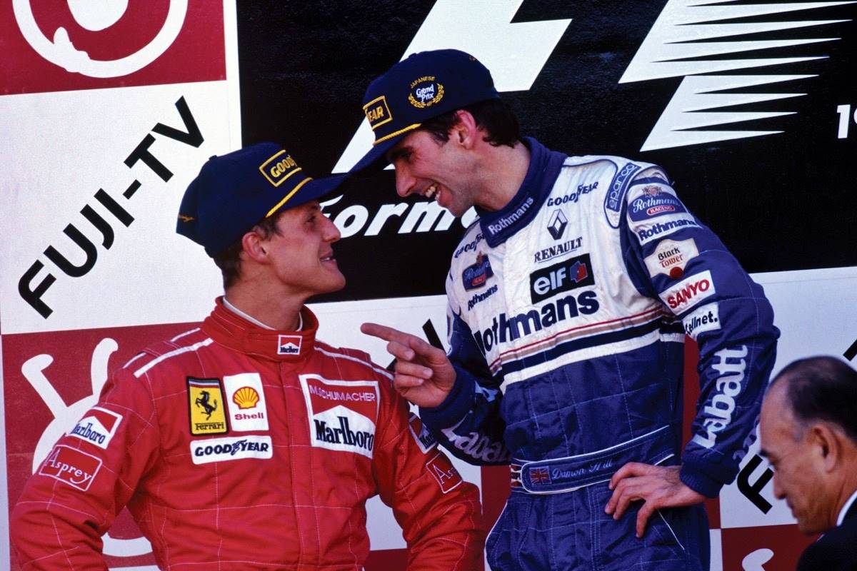 Damon Hill y Michael Schumacher Japón 1996